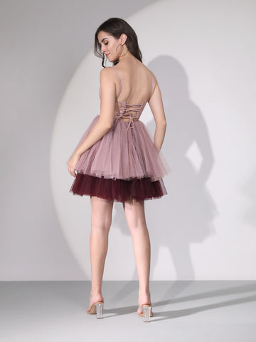 Kiara Mini Dress - Pink to Wine