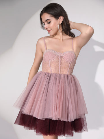Kiara Mini Dress - Pink to Wine