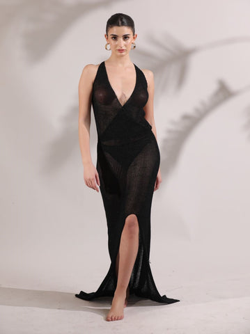 Avena Knitted Dress- Black