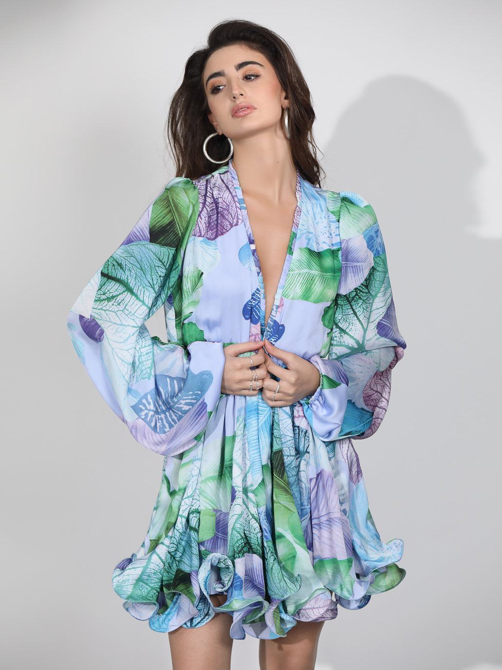 Melina Mini Dress- Tropical Blue