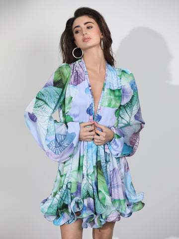 Melina Mini Dress- Tropical Blue