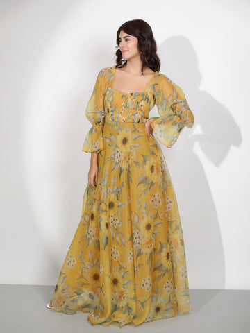 Kyra Maxi Dress- Sunflower Print