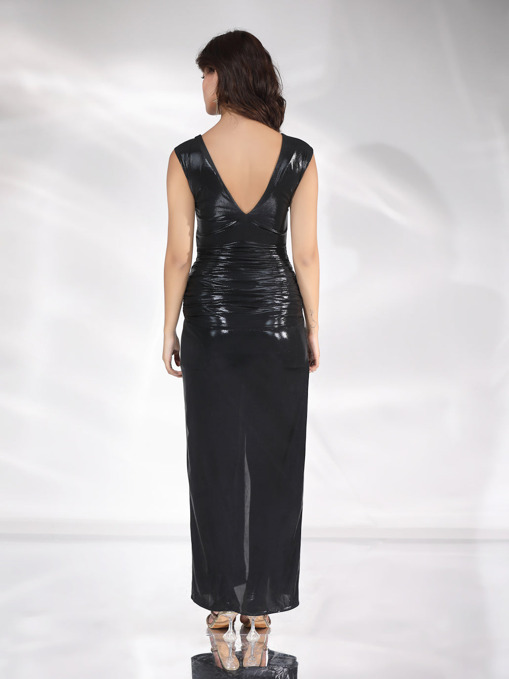 Riza Long Bodycon Dress - Black