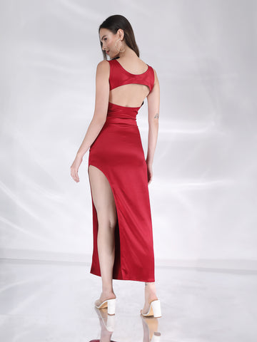 Elsye Midi Dress - Dark Red