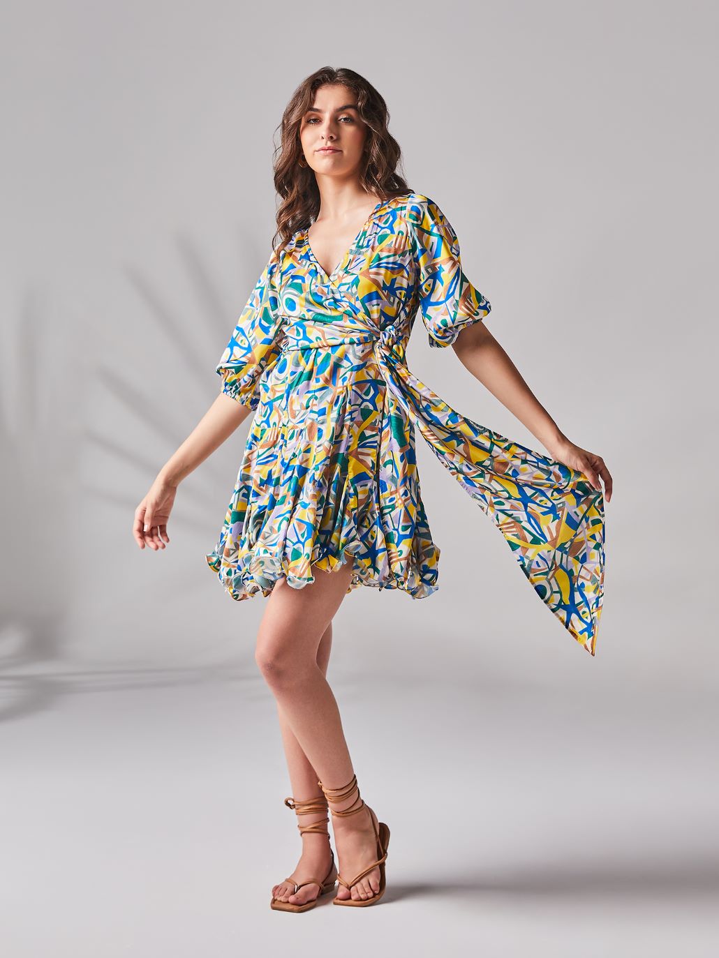 Henley Mini Dress - Geo Print