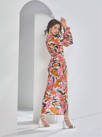 Estrella  Midi Dress - Tropical Floral Print