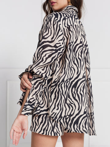 Zebra Linen Shirt & Short Set