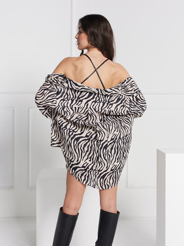 Zebra Linen Shirt & Short Set