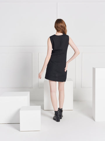 Saylor Mini Dress- Black & Zebra Print