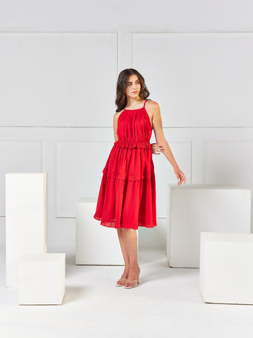 Juliana Midi Dress - Rose Red