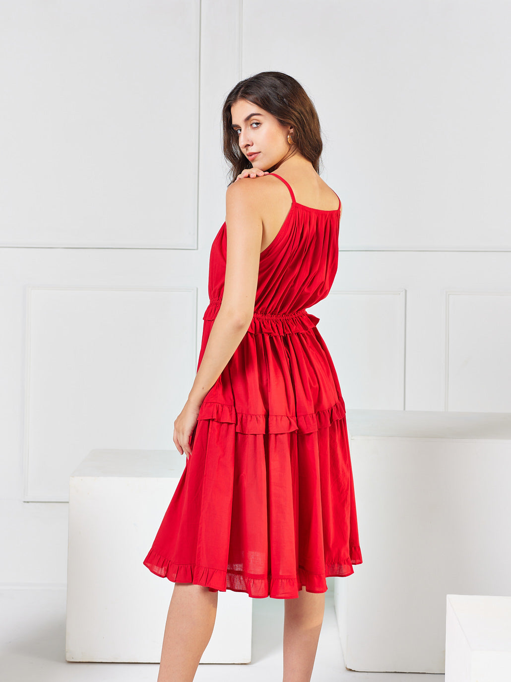 Juliana Midi Dress - Rose Red