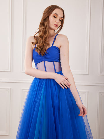 Makayla Net Dress - Blue