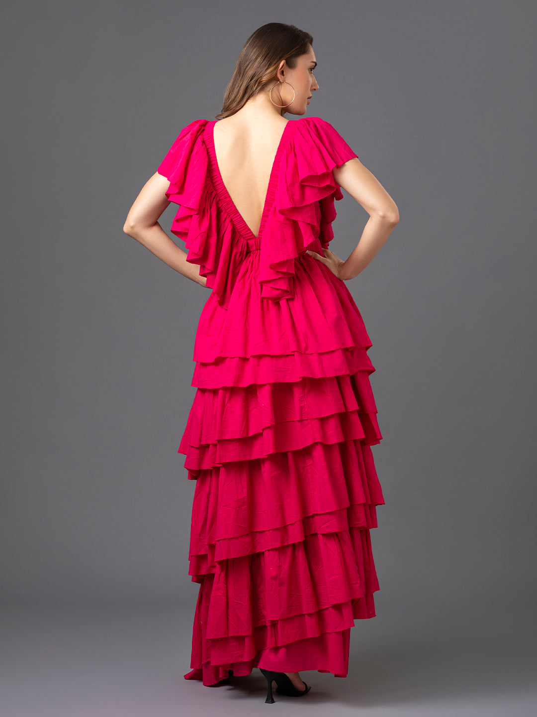Naomi Ruffle Dress - Red