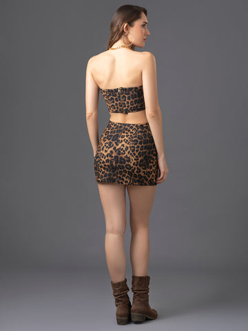 Isla Leopard Skirt - Tan