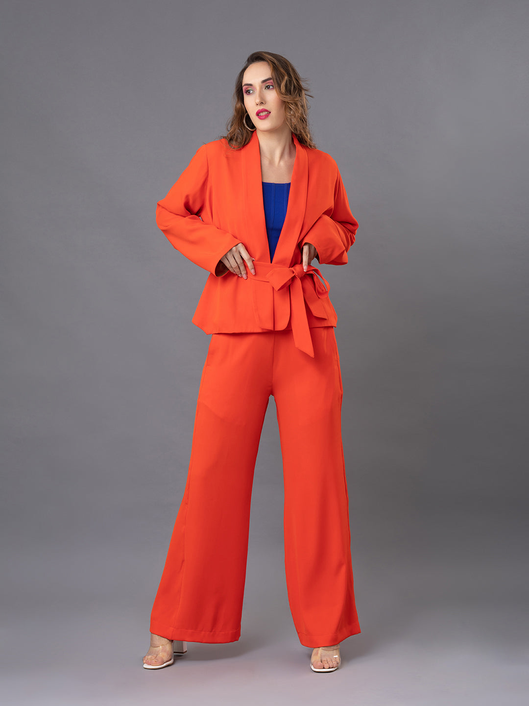 Valentina Blazer Set - Flame Orange