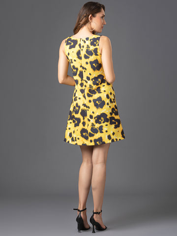 Ivy Leopard Dress - Yellow