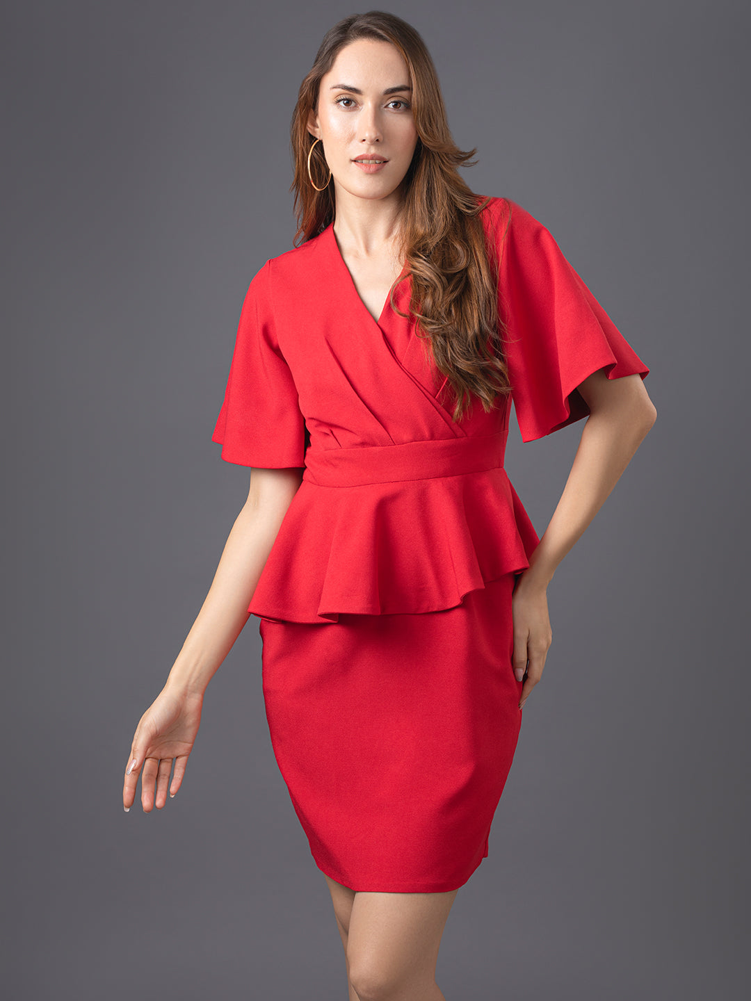 Madison Crepe Dress - Crimson Red