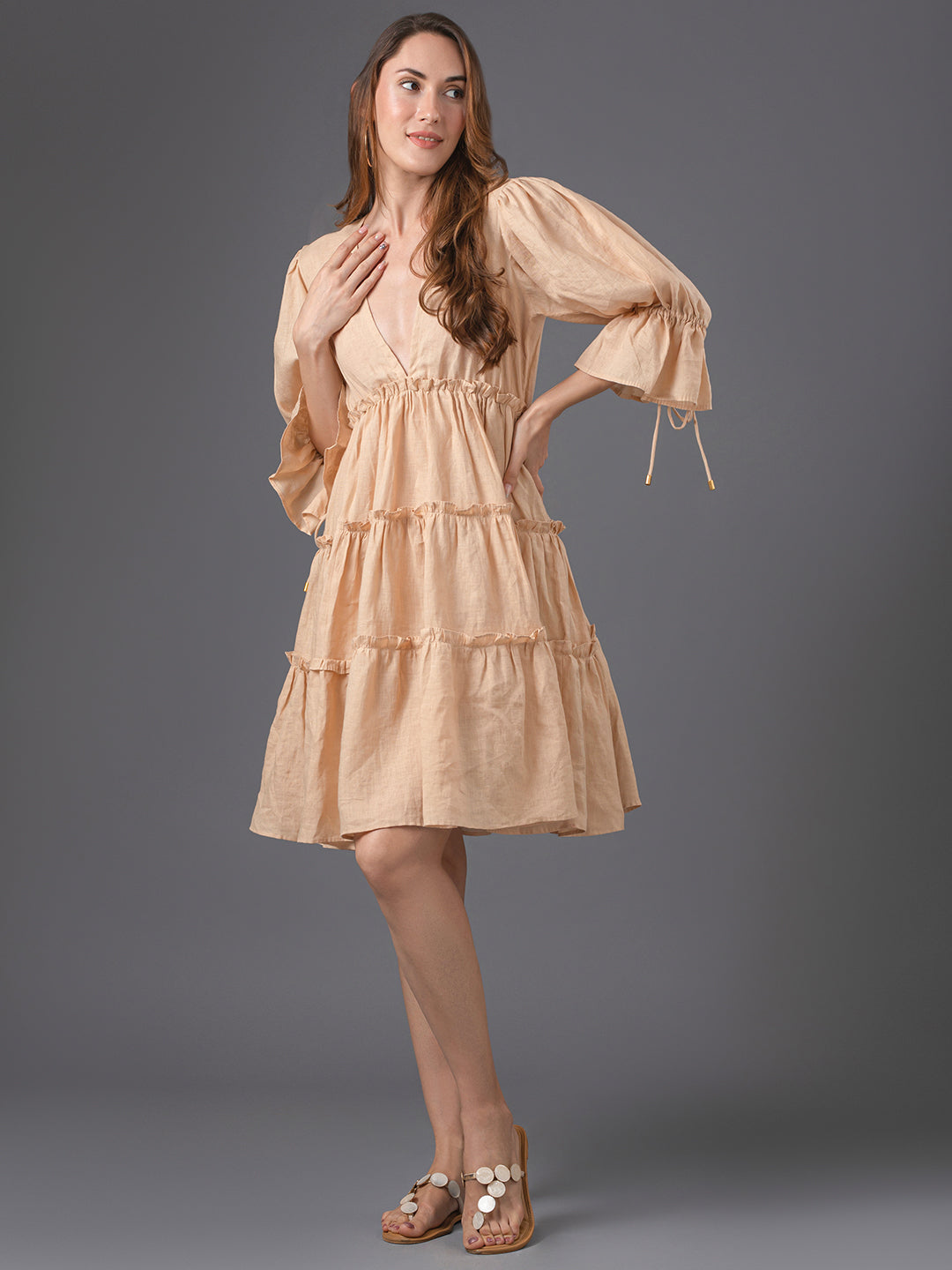 Emma Linen Mini Dress - Skin