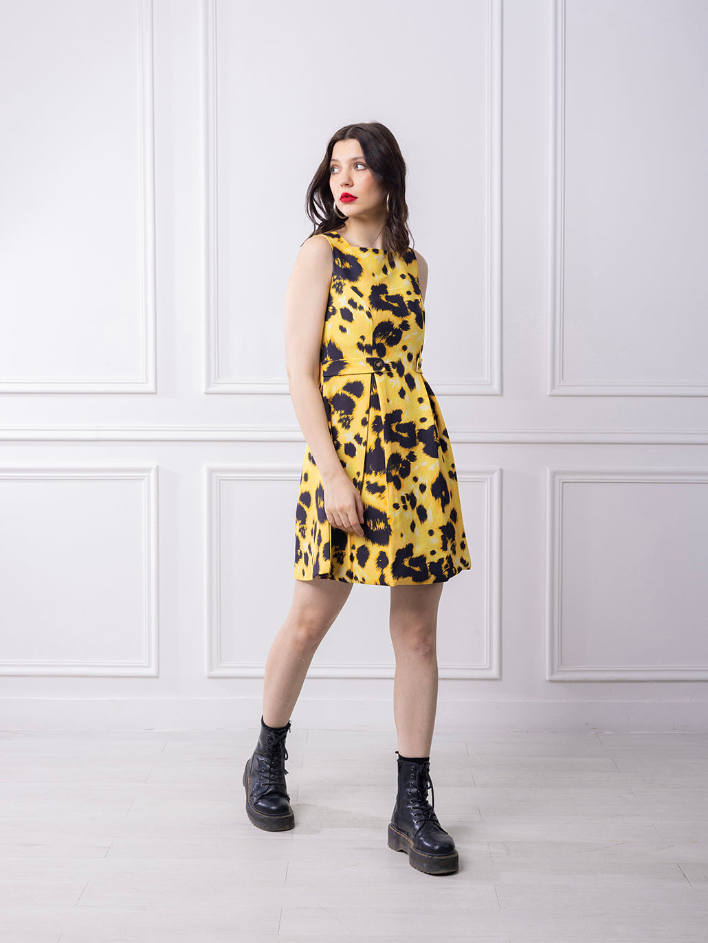 Ivy Leopard Dress - Yellow