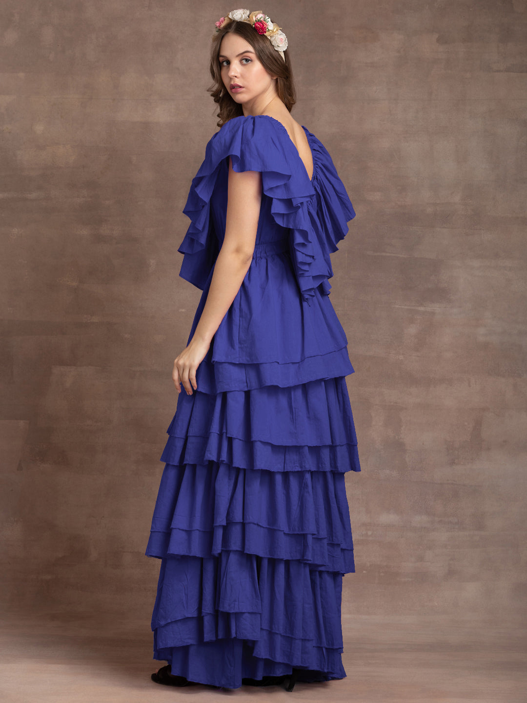 Naomi Ruffle Dress - Blue