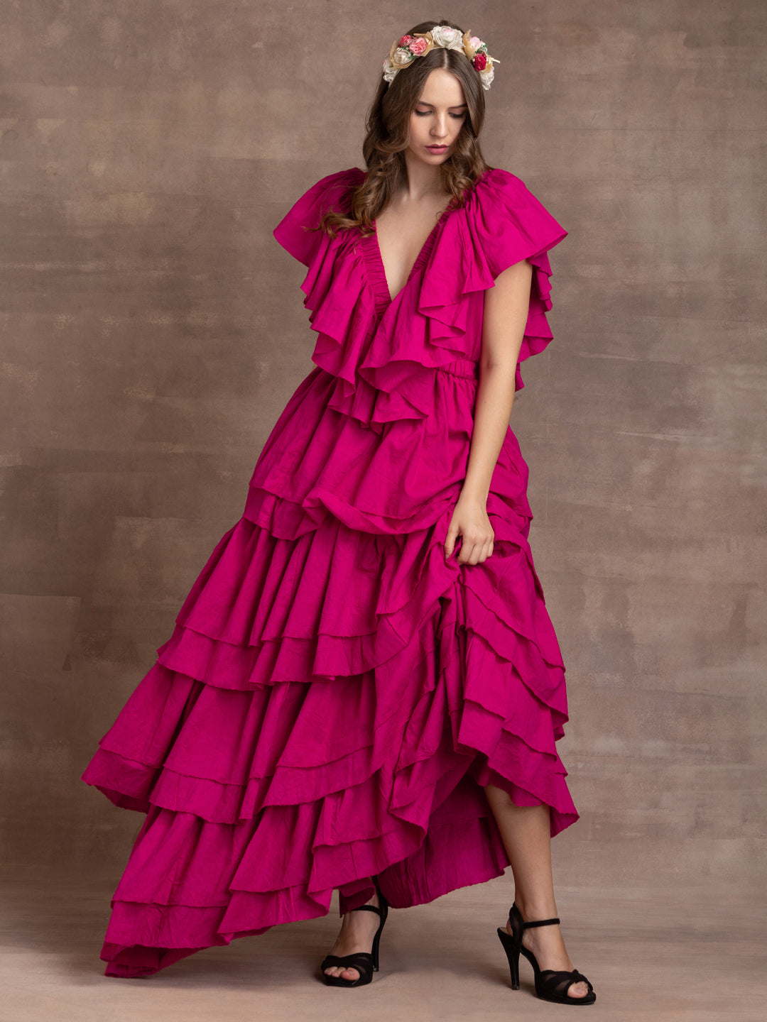 Naomi Ruffle Dress - Pink