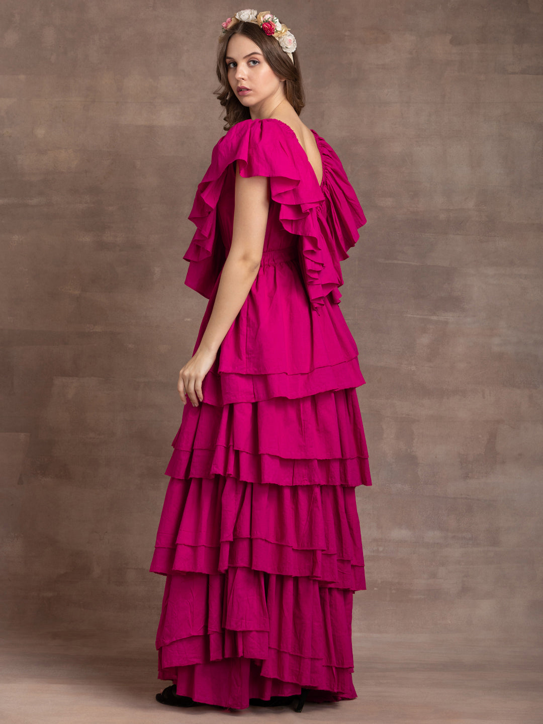 Naomi Ruffle Dress - Pink